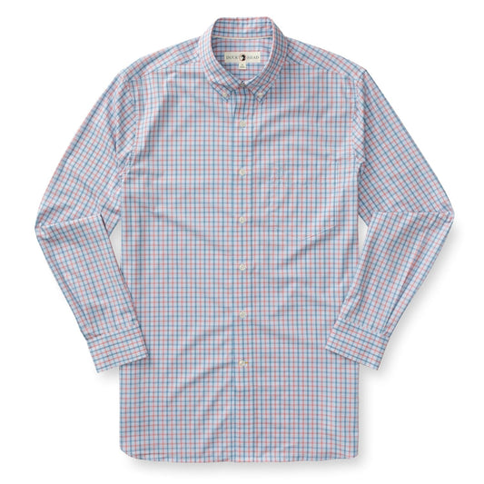 Duck Head Sport Shirts Performance Poplin Sport Shirt - Trent Plaid in Sunwashed Red