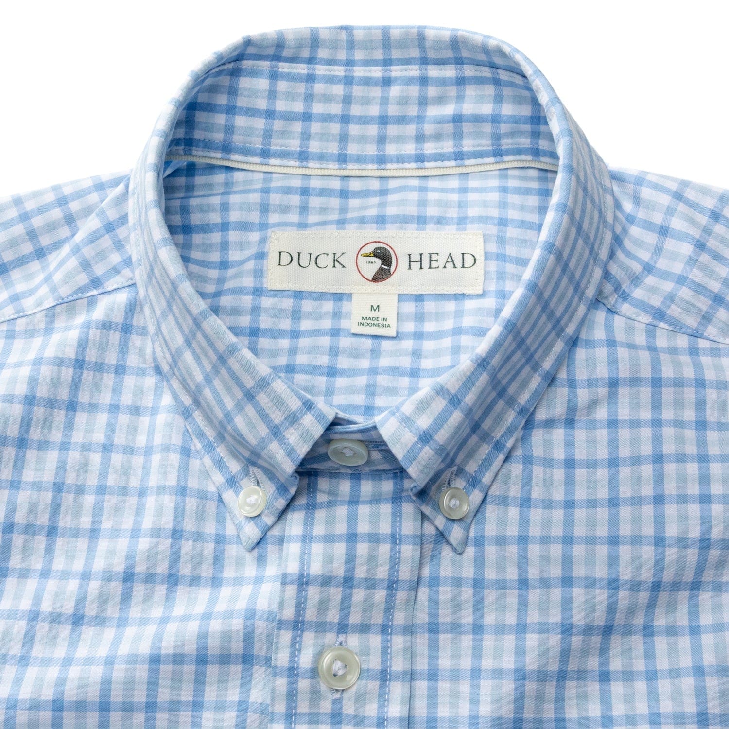 Duck Head Sport Shirts Shaw Gingham Performance Poplin Sport Shirt in Sky Blue