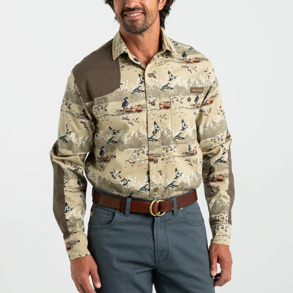 Duck Head Sport Shirts Woodland Shooting Shirt- Khaki Print