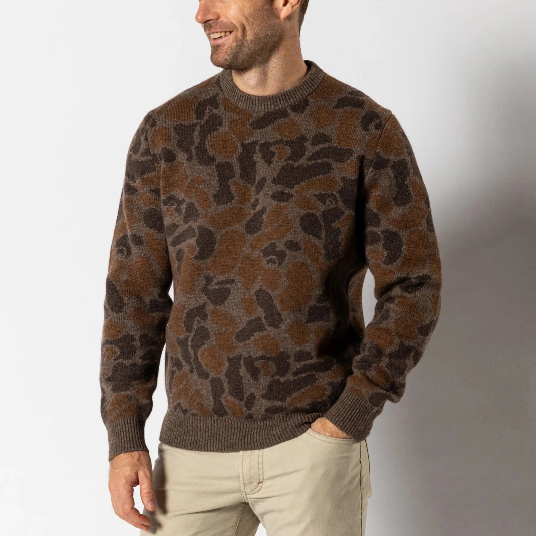 Duck Head Sweaters 194 / S Camo Intarsia Crewneck Sweater