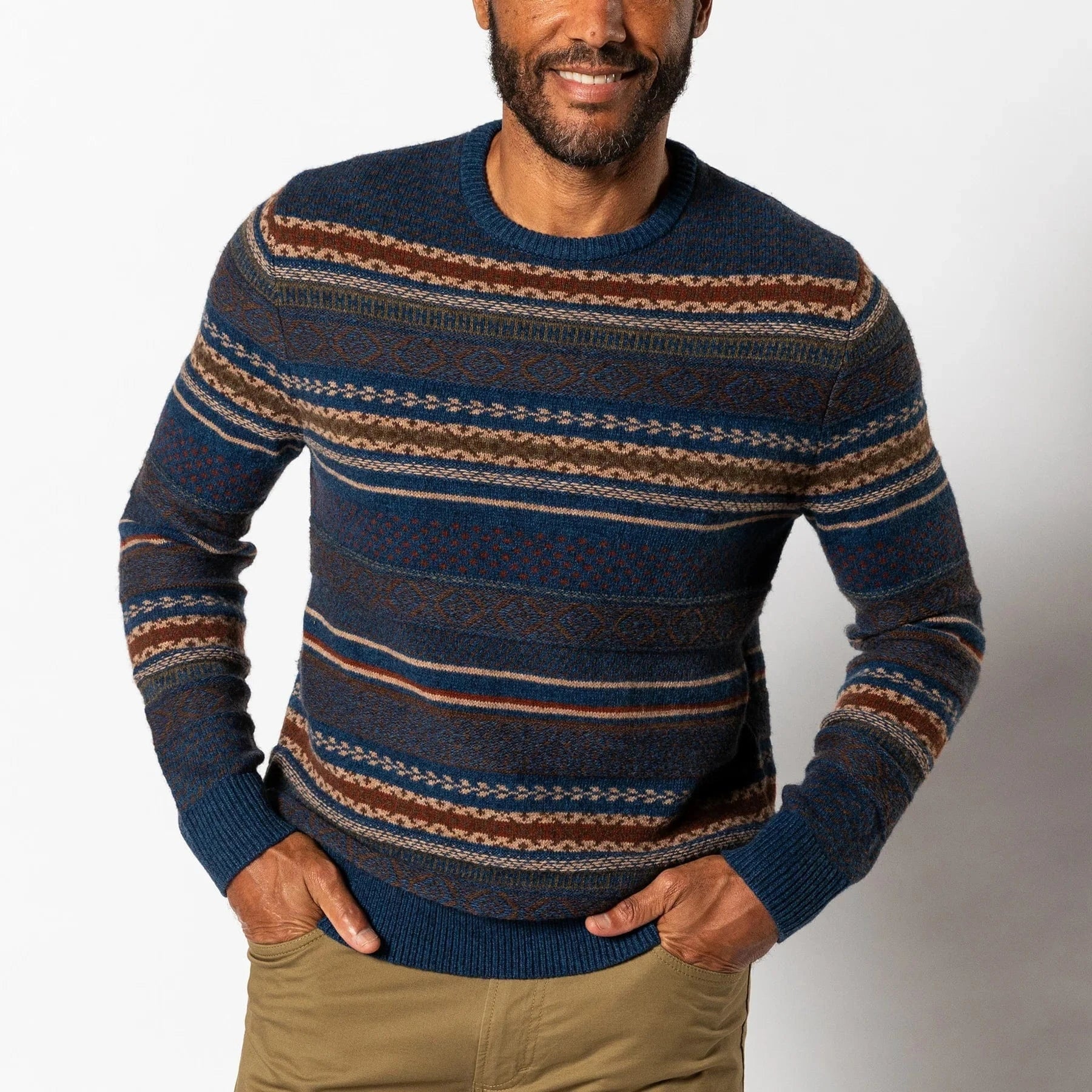 Duck Head Sweaters 418 / S Birch Fair Isle Crewneck Sweater