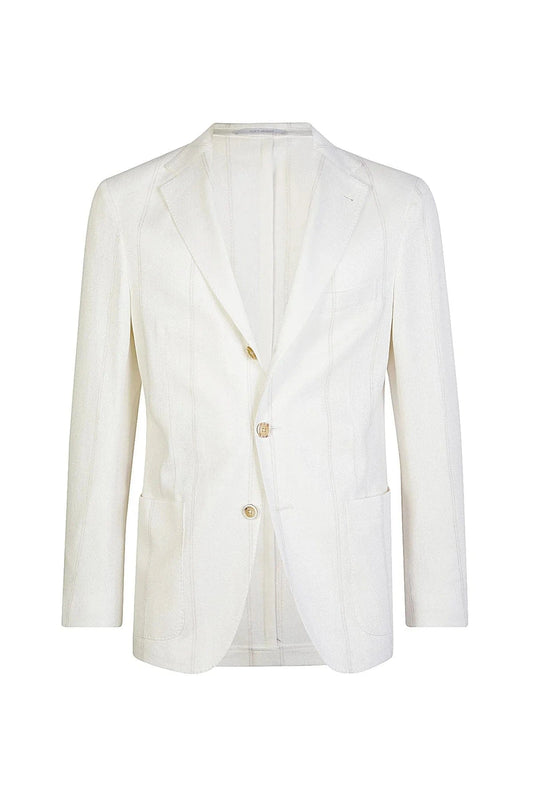 Eleventy Milano Sport Coats Double Stripe Soft Single-Breasted Jacket - Cream