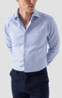 ETON Dress Shirts 23 / 39 Slim Light Blue Patterned Textured Twill Shirt