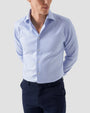 ETON Dress Shirts 23 / 39 Slim Light Blue Patterned Textured Twill Shirt