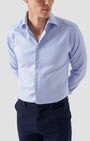 ETON Dress Shirts 23 / 39 Slim Light Blue Patterned Textured Twill Shirt