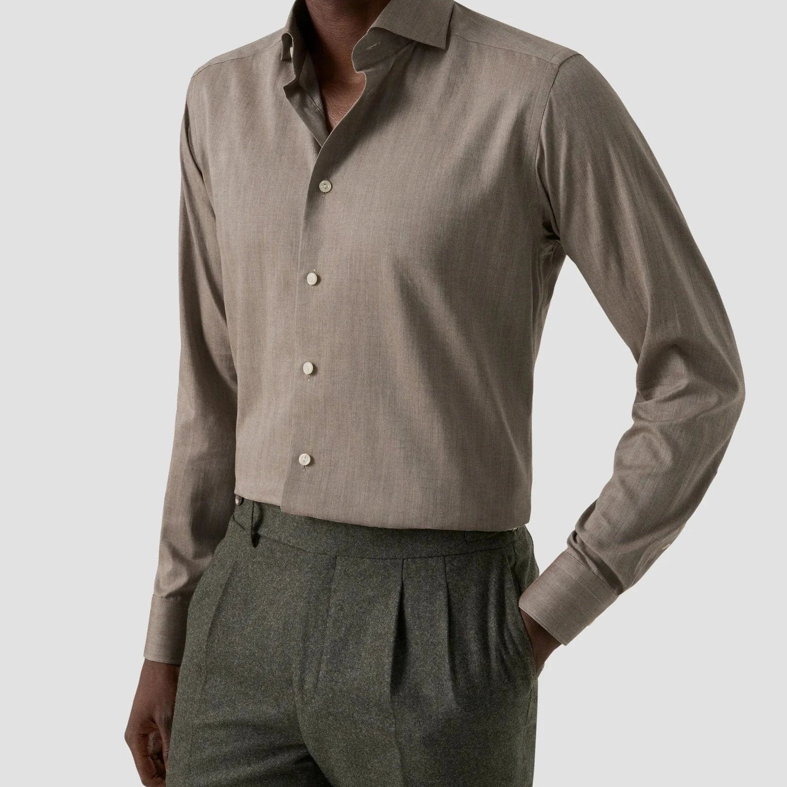 ETON Dress Shirts 34 / 39 Solid Signature Flannel Shirt Slim