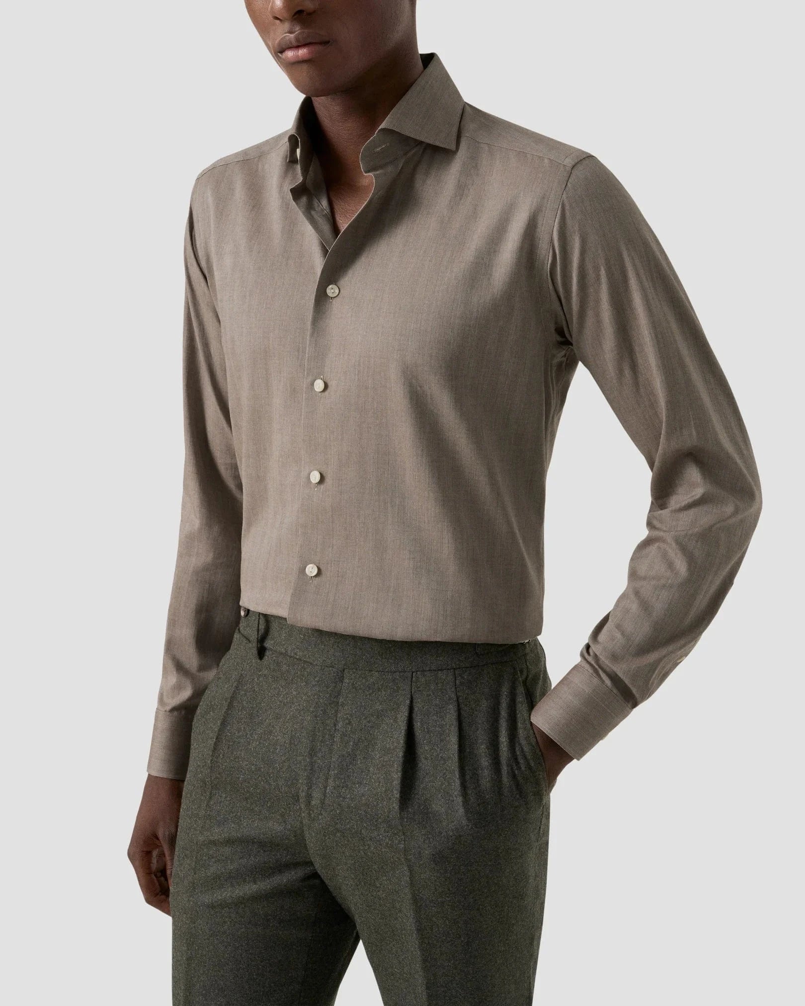ETON Dress Shirts 34 / 39 Solid Signature Flannel Shirt Slim