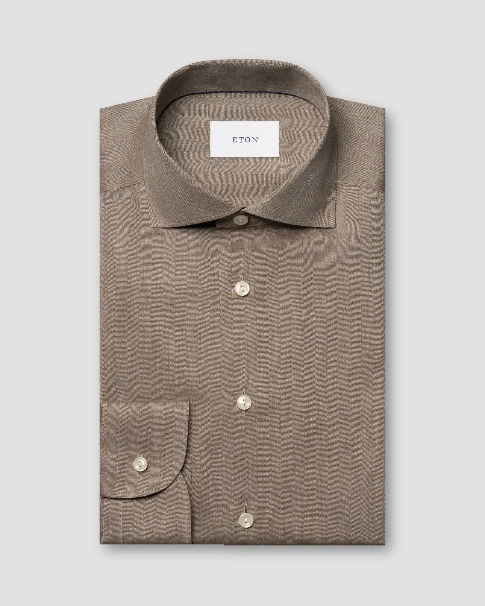 ETON Dress Shirts Brown / 39 Solid Signature Flannel Shirt
