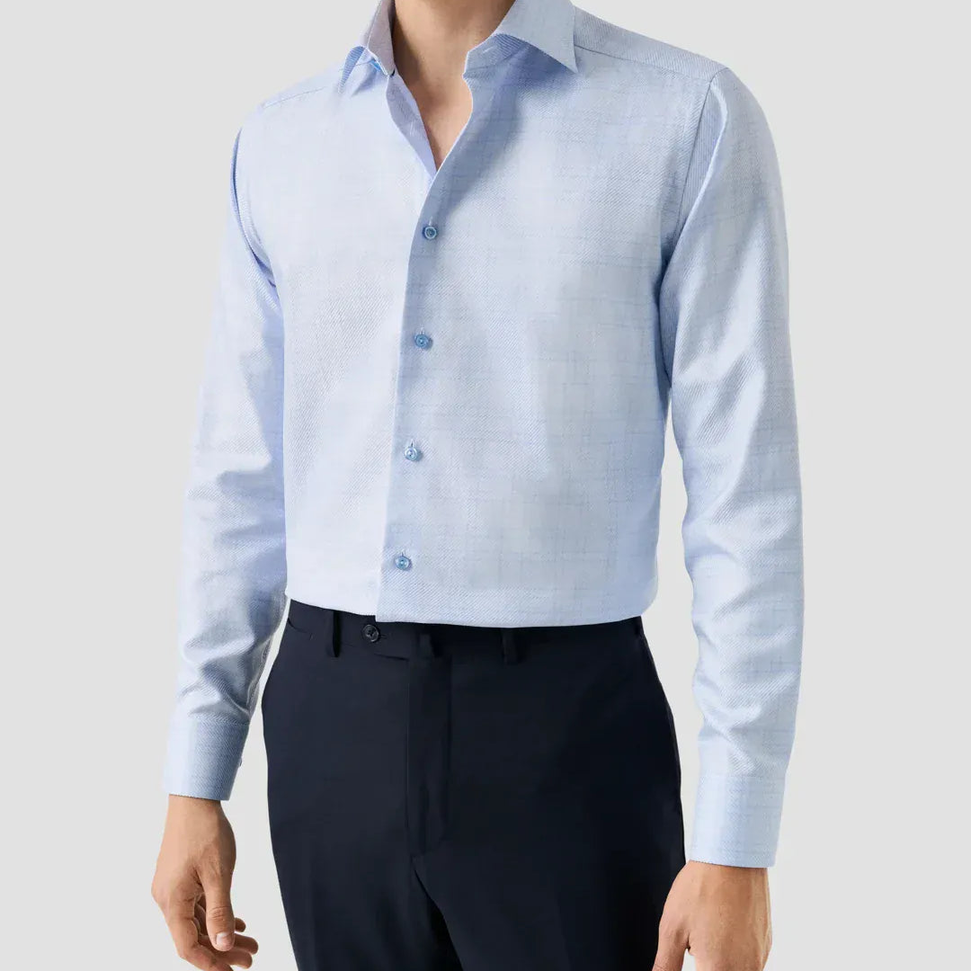 ETON Dress Shirts Check King Twill Shirt in Blue