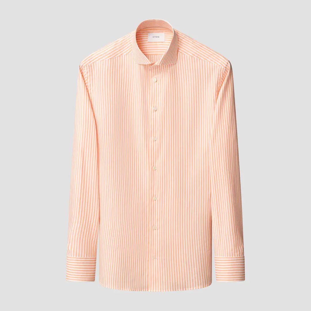 ETON Dress Shirts Contemporary Striped Signature Oxford Shirt in Orange
