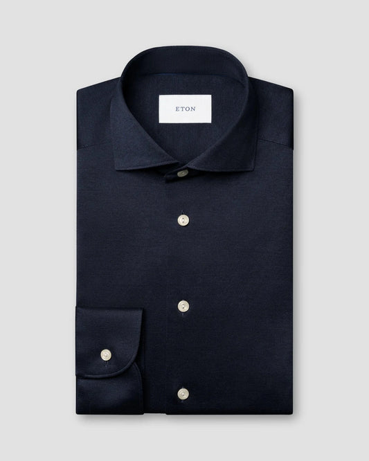 ETON Dress Shirts Dark Blue / 39 Filo di Scozia Jacquard Knit Shirt