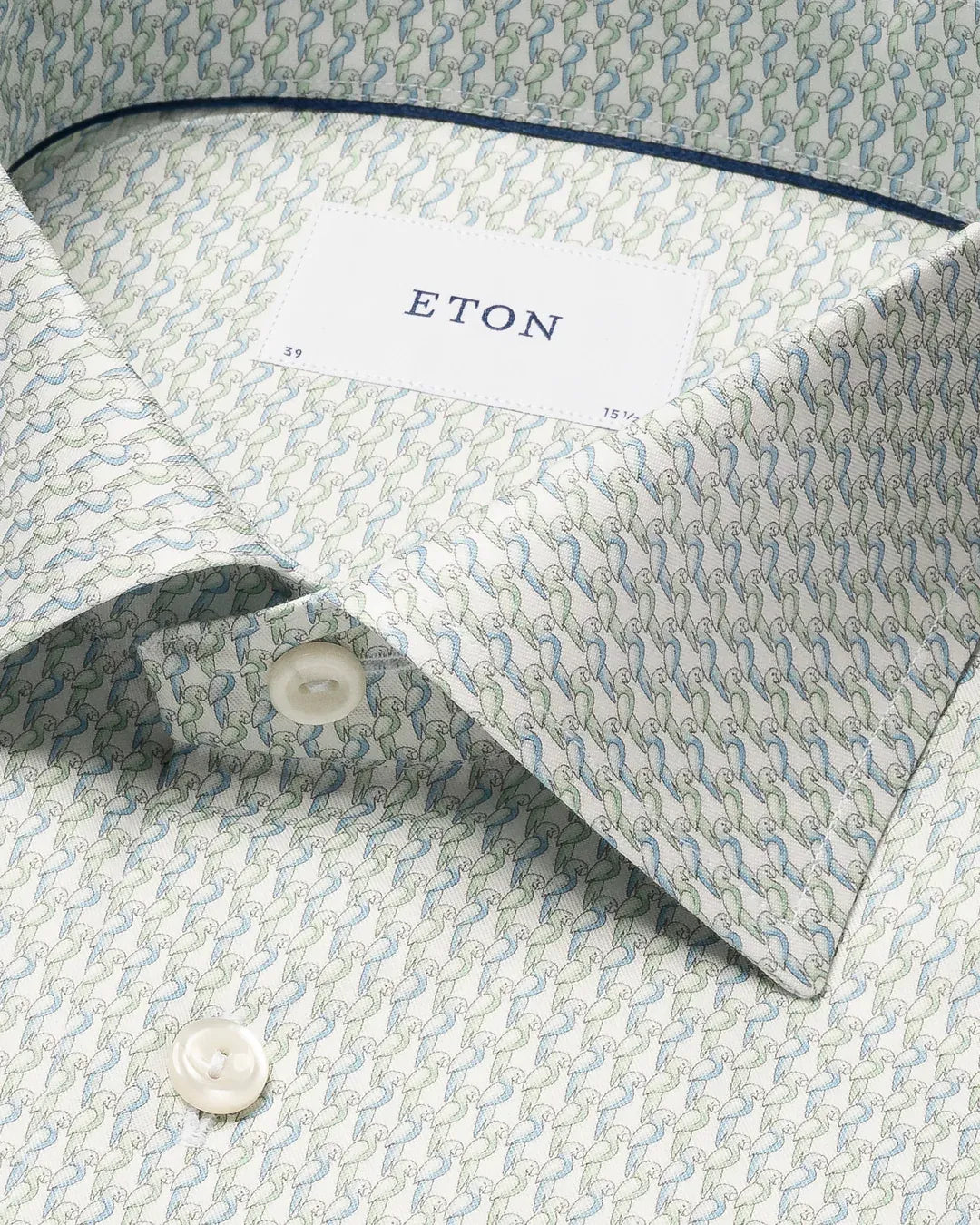 ETON Dress Shirts Parrot Print Signature Twill Shirt in Light Green