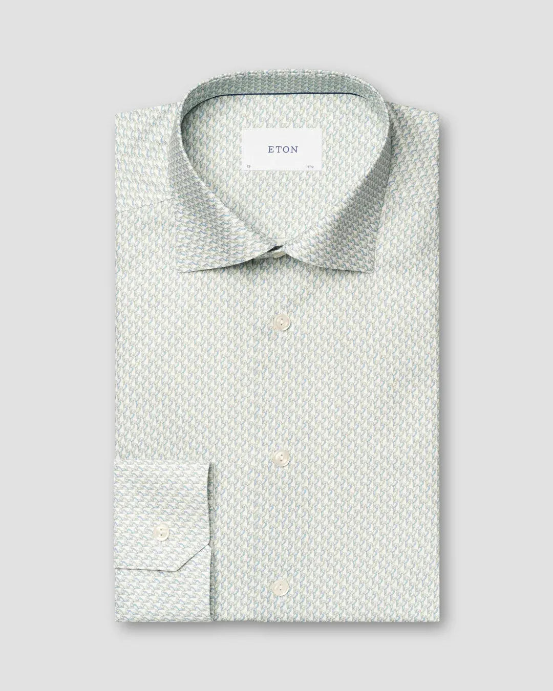 ETON Dress Shirts Parrot Print Signature Twill Shirt in Light Green
