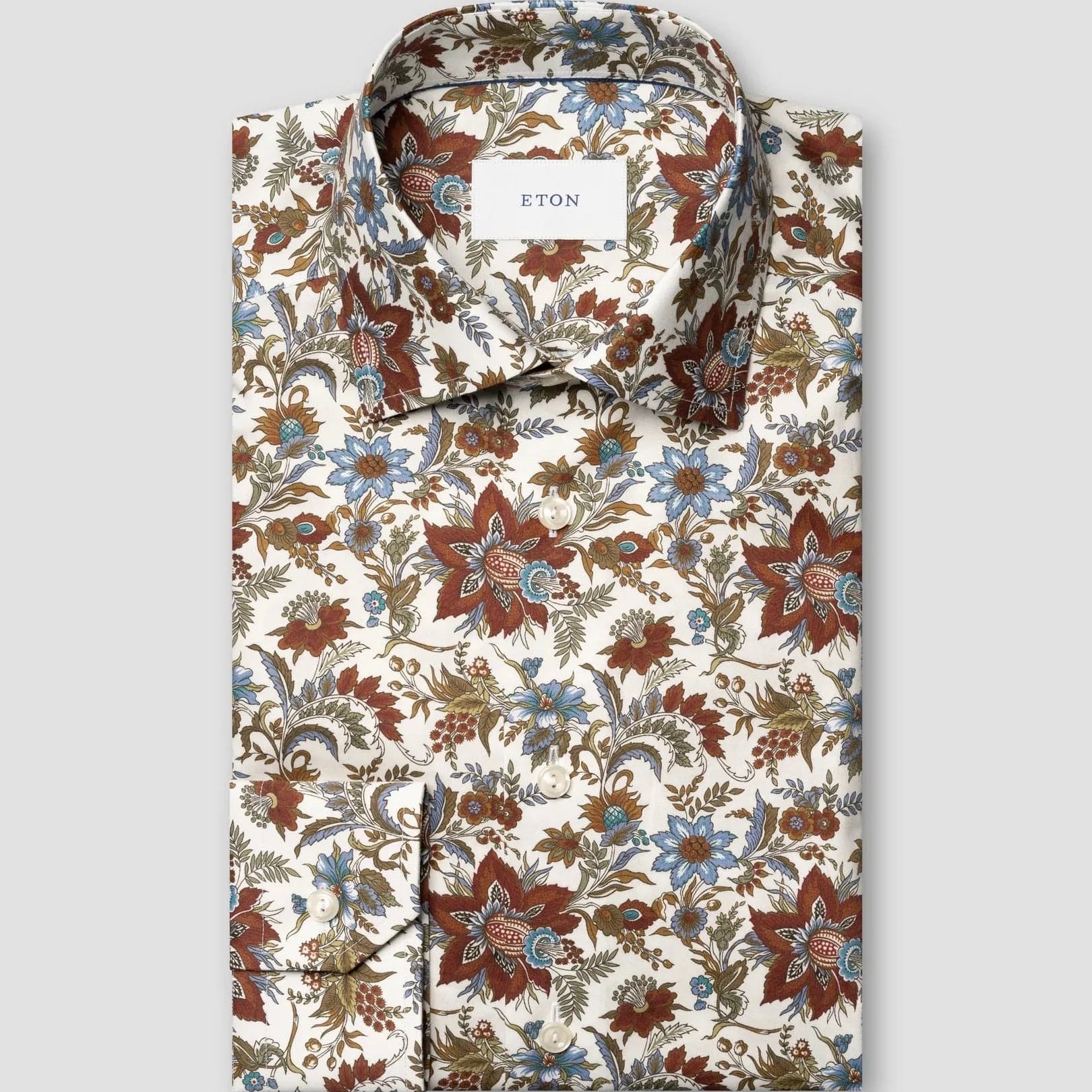 ETON Dress Shirts Red / 39 Floral Print Signature Twill Shirt