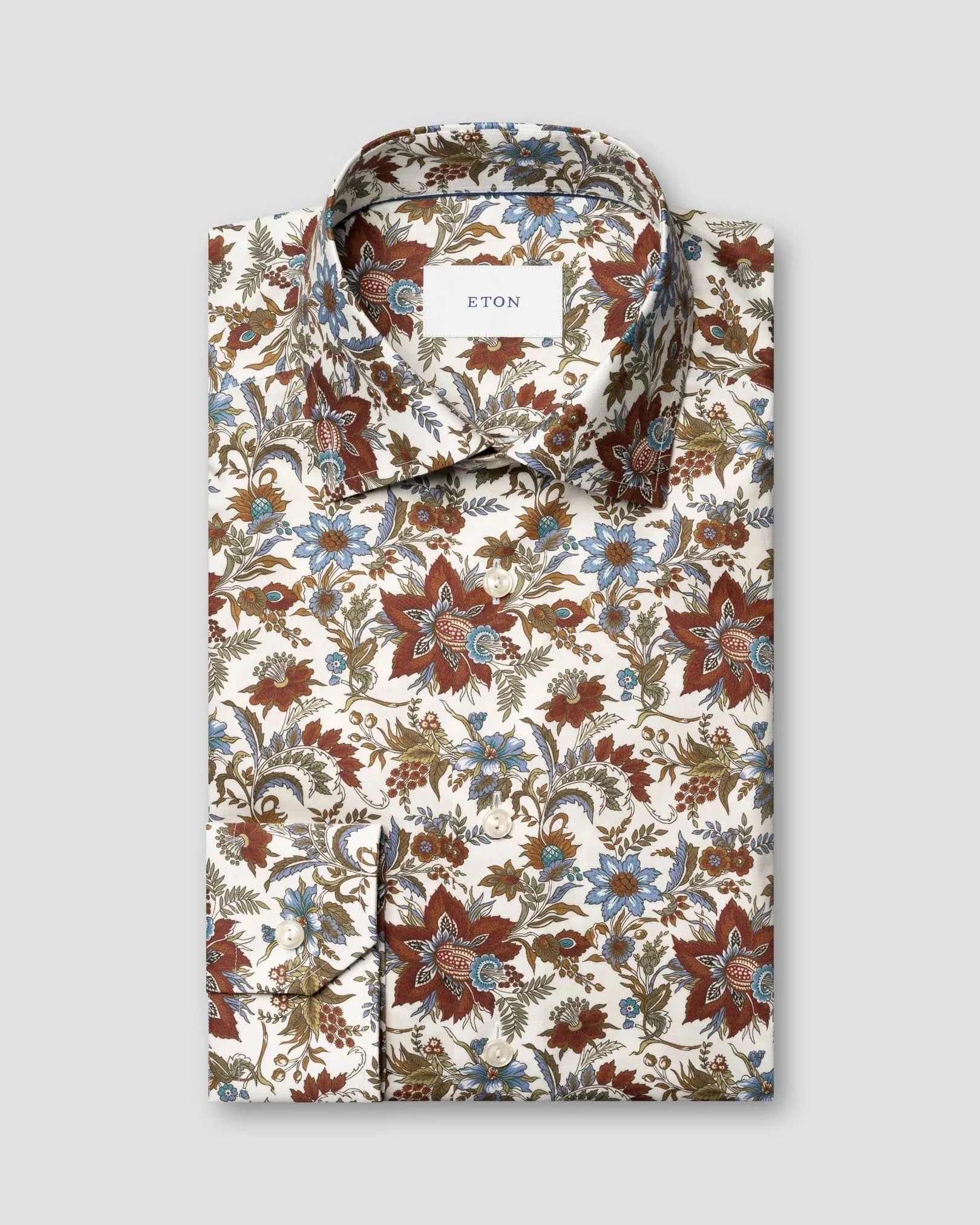 ETON Dress Shirts Red / 39 Floral Print Signature Twill Shirt