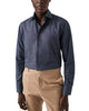 Eton Dress Shirts Slim Fit Navy Wrinkle Free Cotton Linen Shirt
