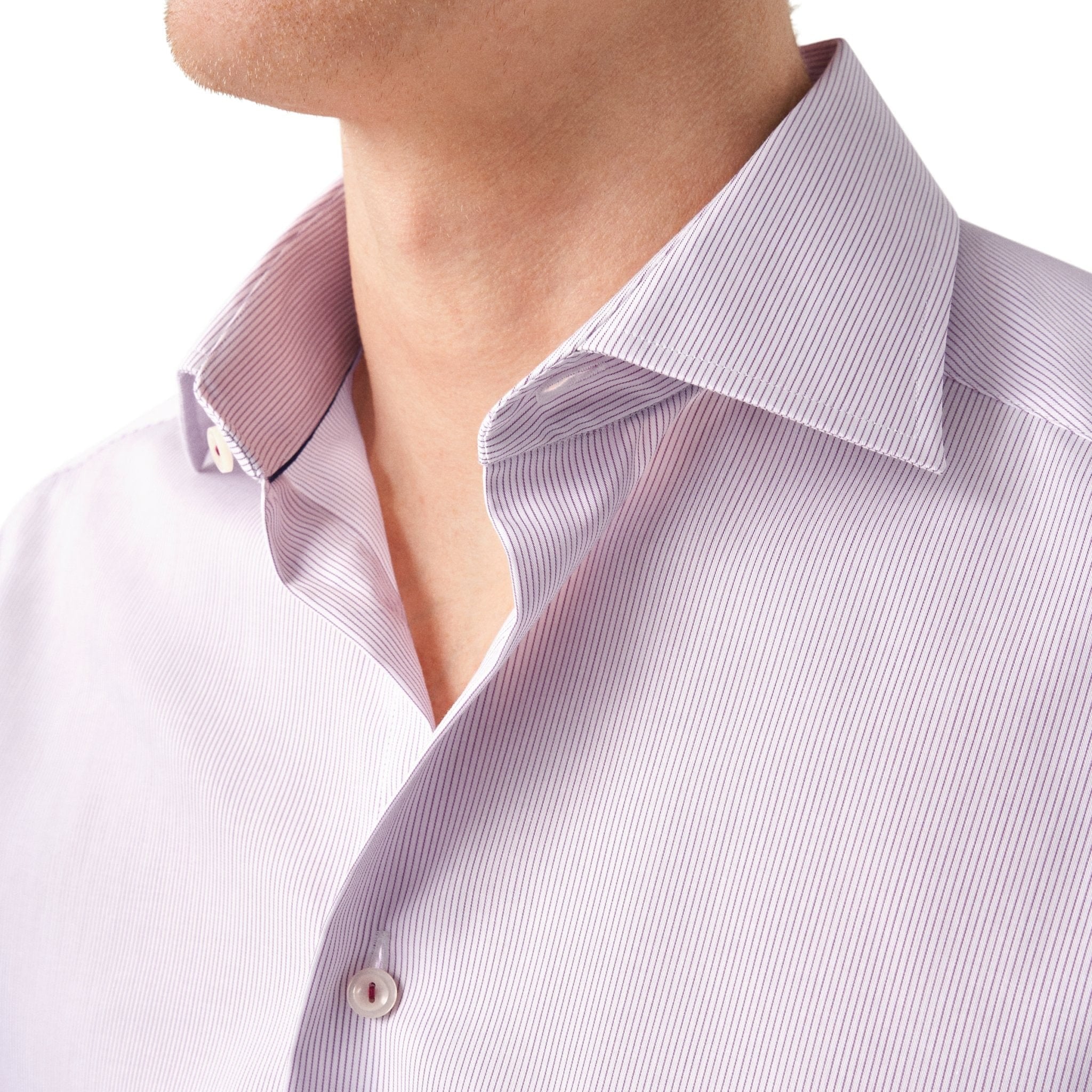 Eton Dress Shirts Slim Fit Purple Fine Striped Signature Twill Dress Shirt