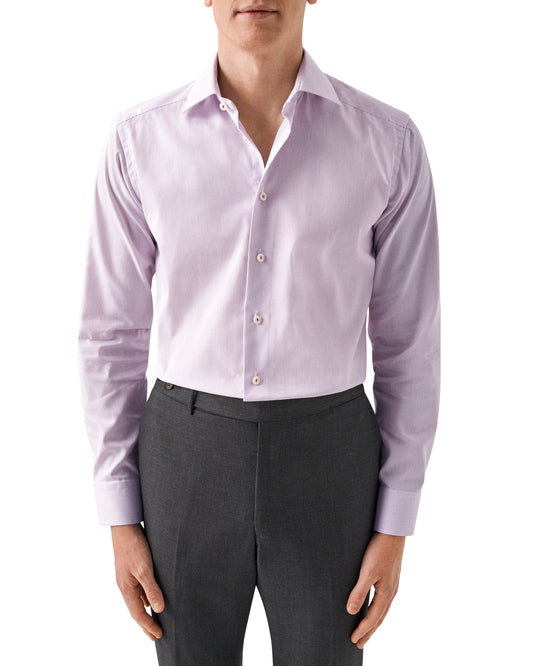 Eton Dress Shirts Slim Fit Purple Fine Striped Signature Twill Dress Shirt