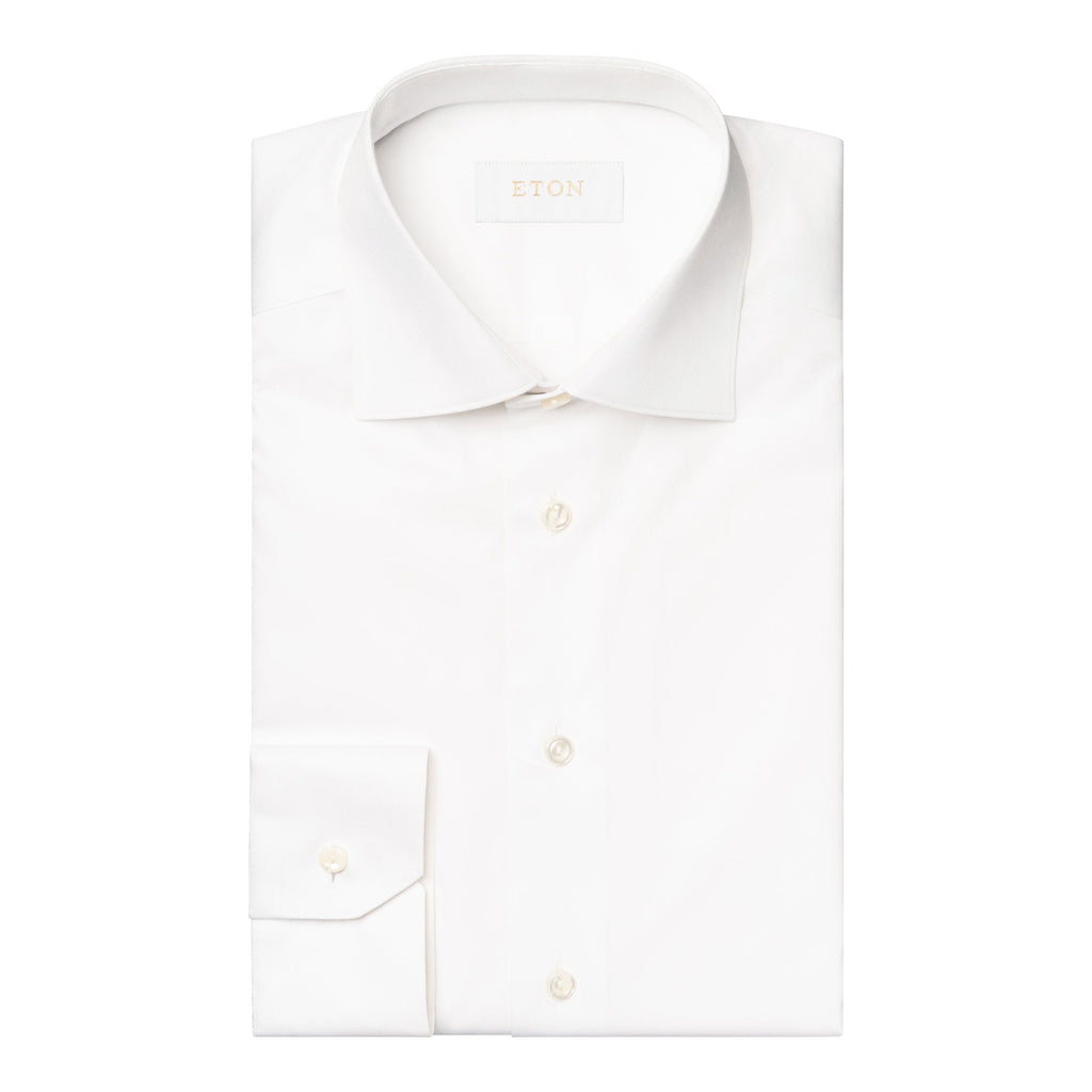 Eton Dress Shirts Slim Fit White Elevated Twill Dress Shirt