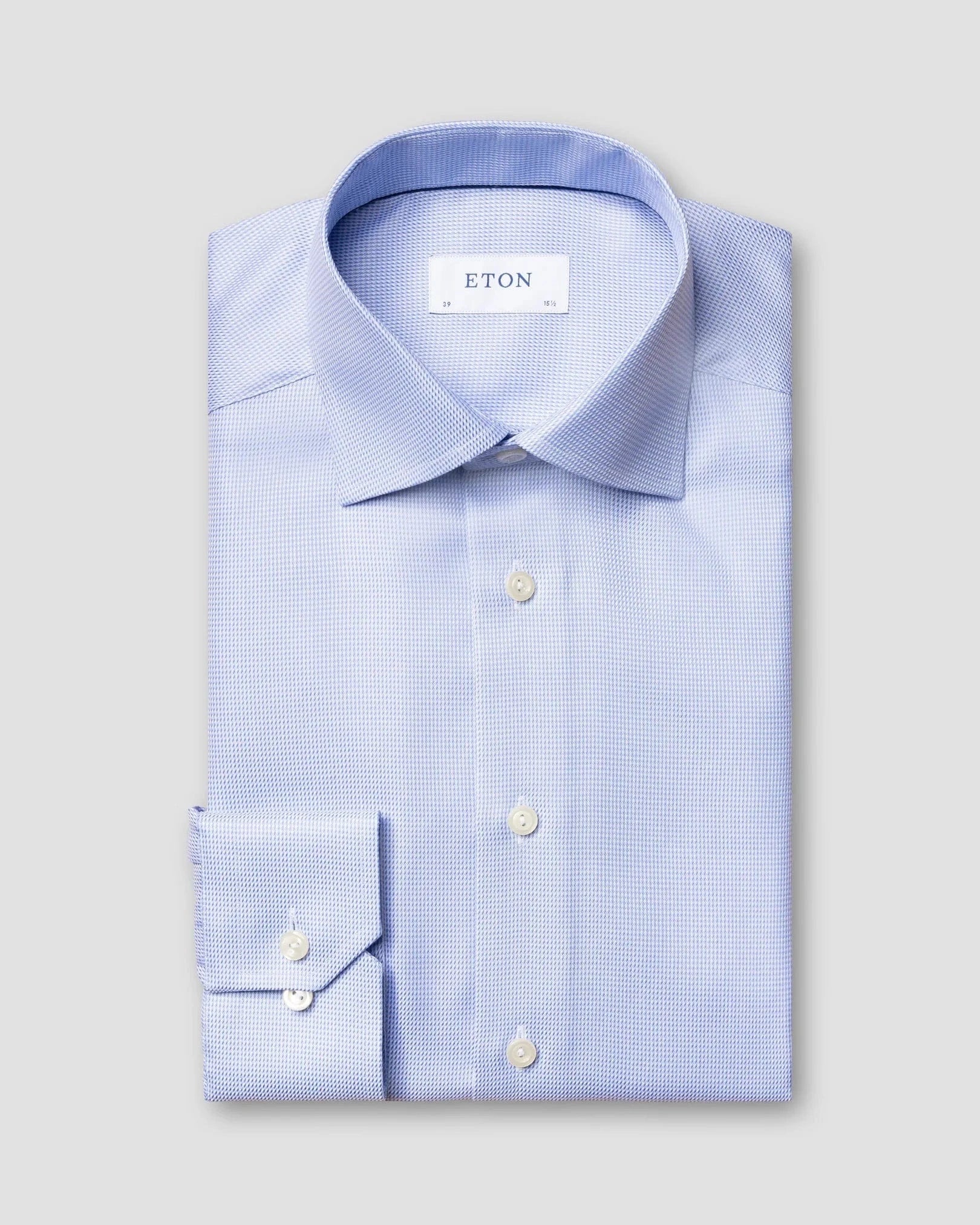 ETON Dress Shirts Slim Light Blue Patterned Textured Twill Shirt