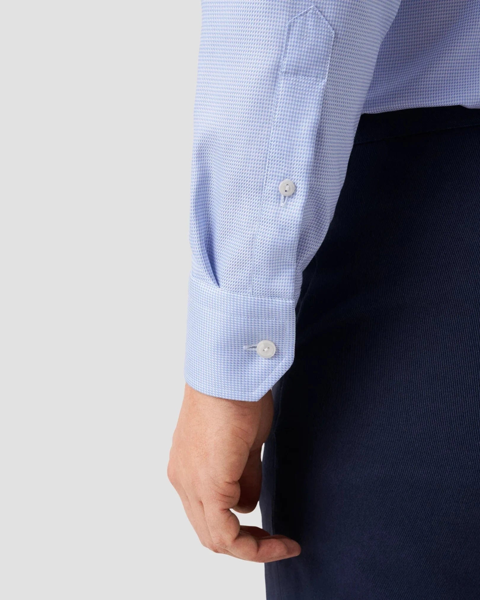 ETON Dress Shirts Slim Light Blue Patterned Textured Twill Shirt