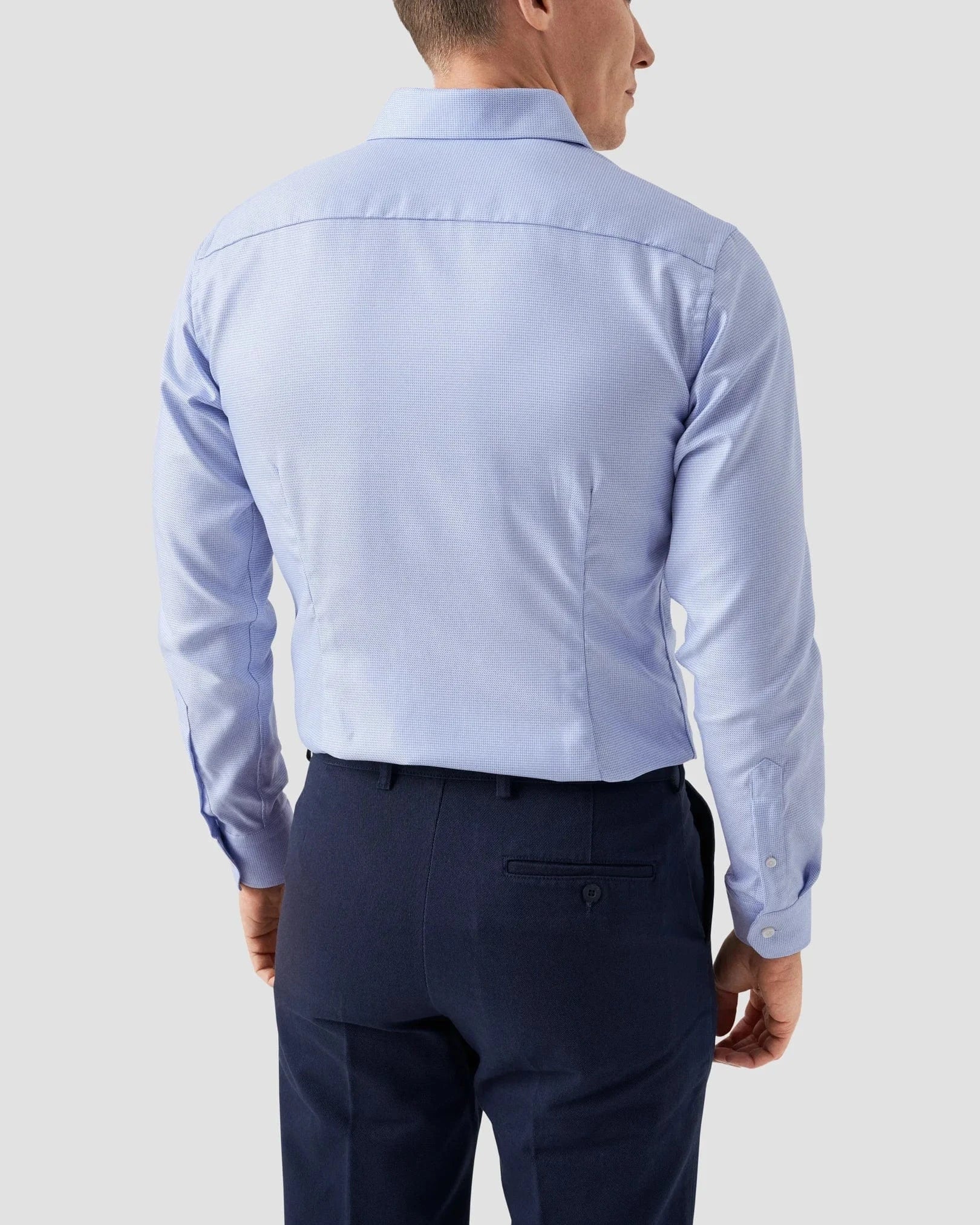 ETON Dress Shirts Slim Light Blue Patterned Textured Twill Shirt