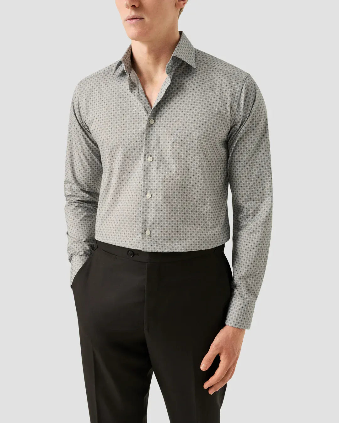 ETON Dress Shirts Slim Micro Floral Print Shirt in Brown