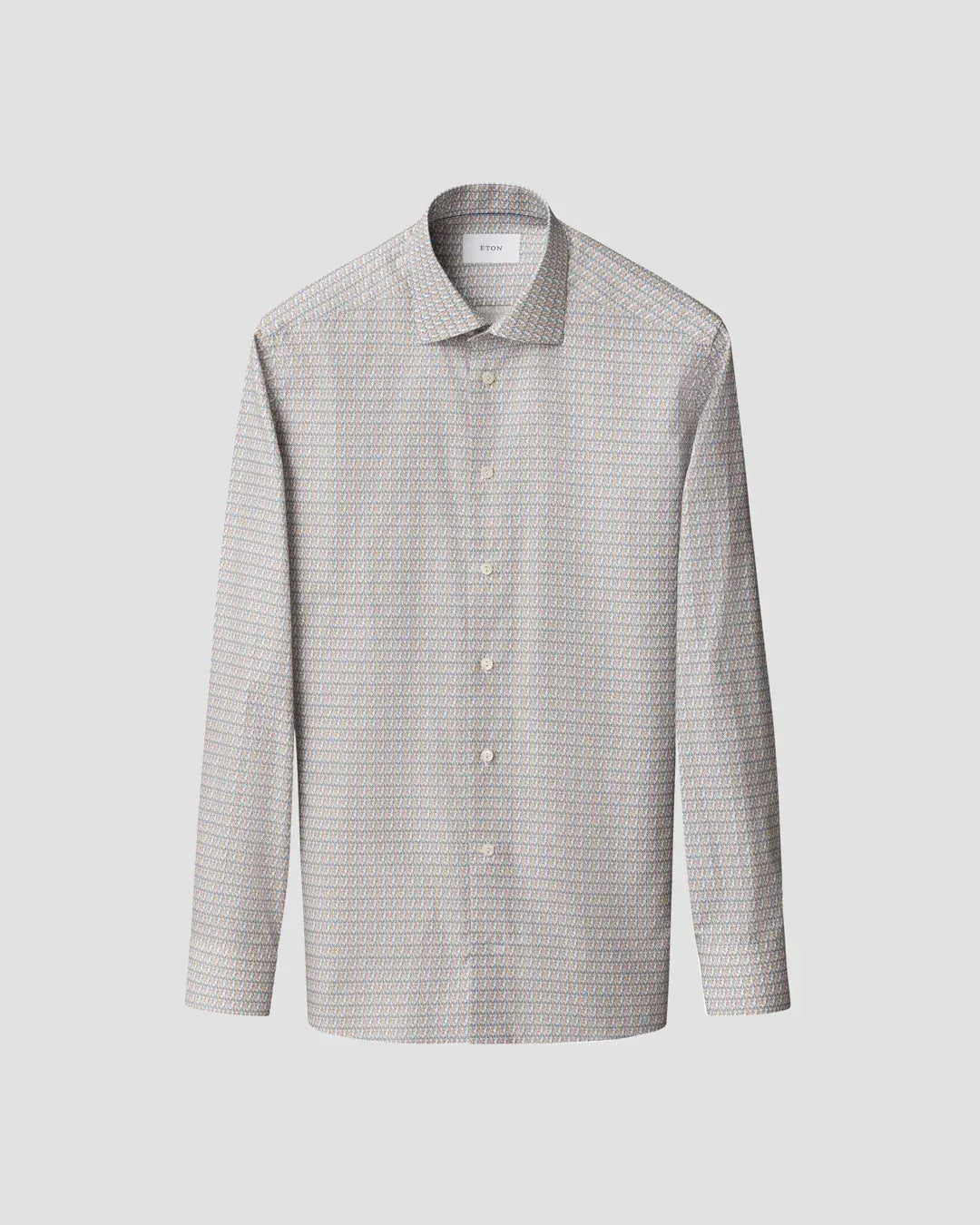 ETON Dress Shirts Slim Micro Motif Print Shirt in Brown