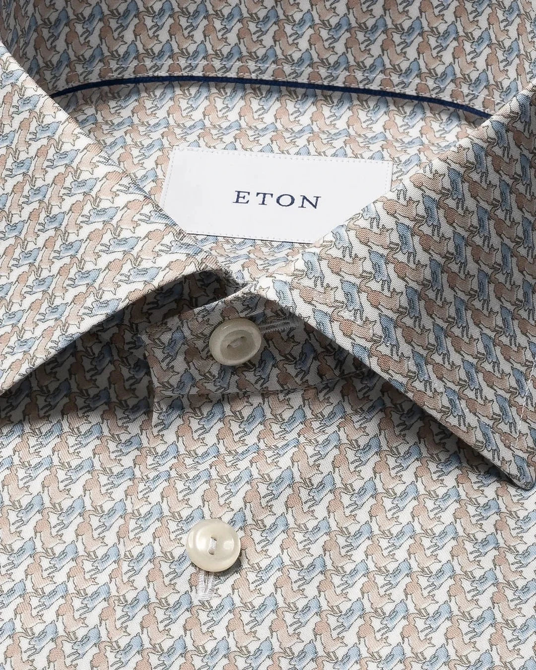 ETON Dress Shirts Slim Micro Motif Print Shirt in Brown