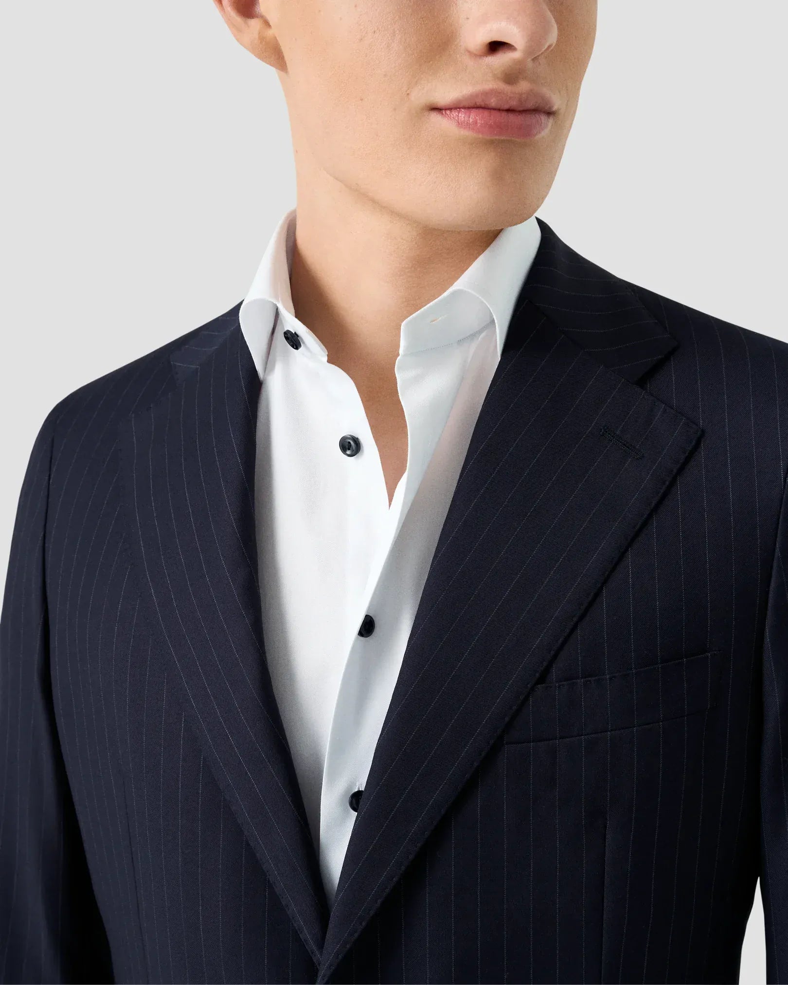 ETON Dress Shirts Slim Solid Signature Twill Shirt with Black Buttons