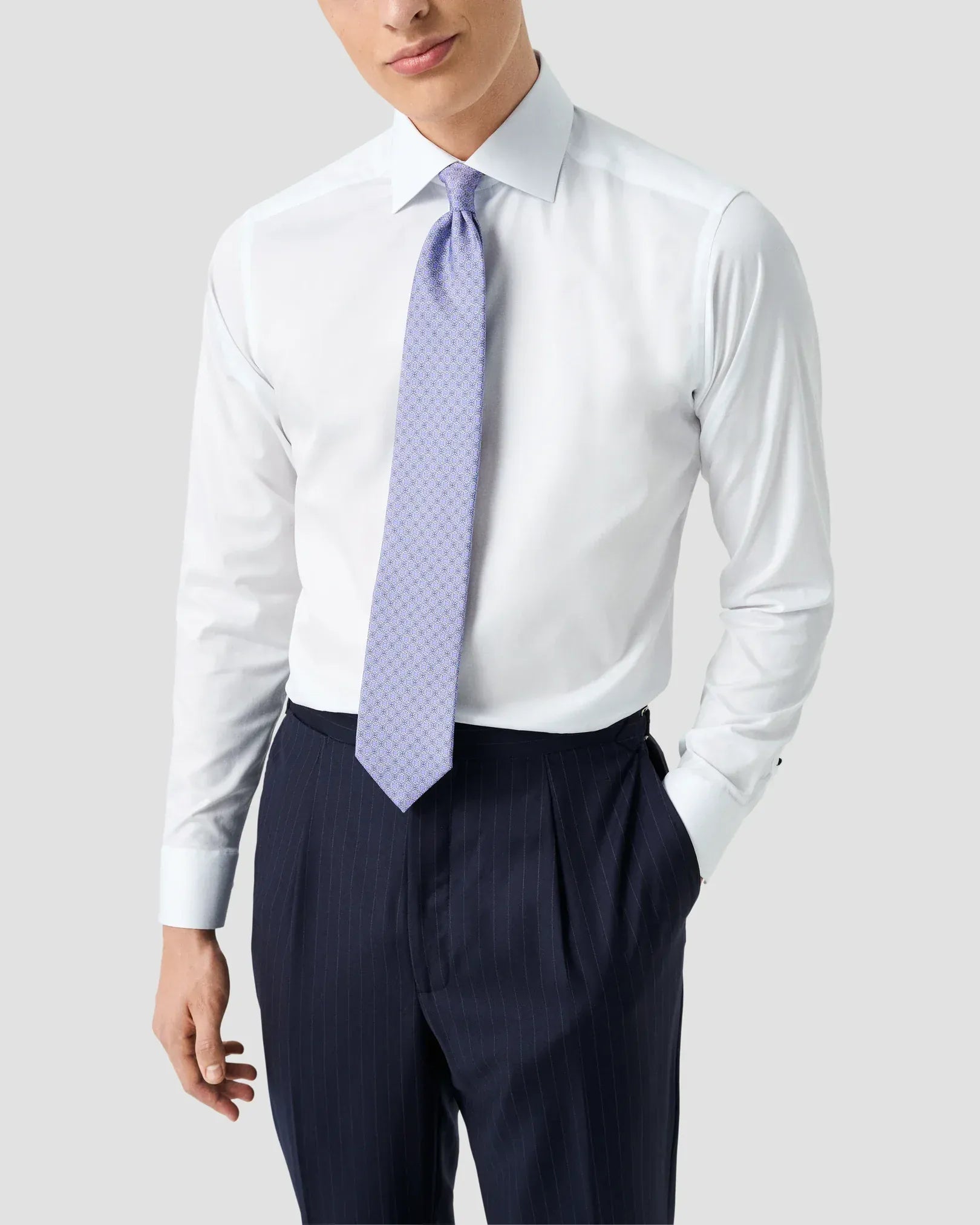 ETON Dress Shirts Slim Solid Signature Twill Shirt with Black Buttons