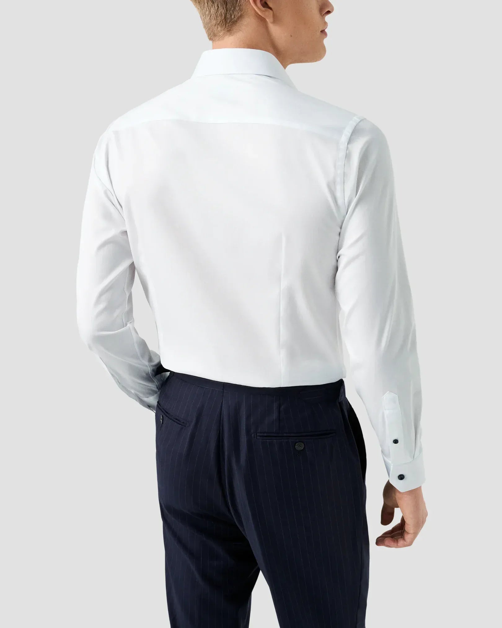 ETON Dress Shirts Slim Solid Signature Twill Shirt with Black Buttons