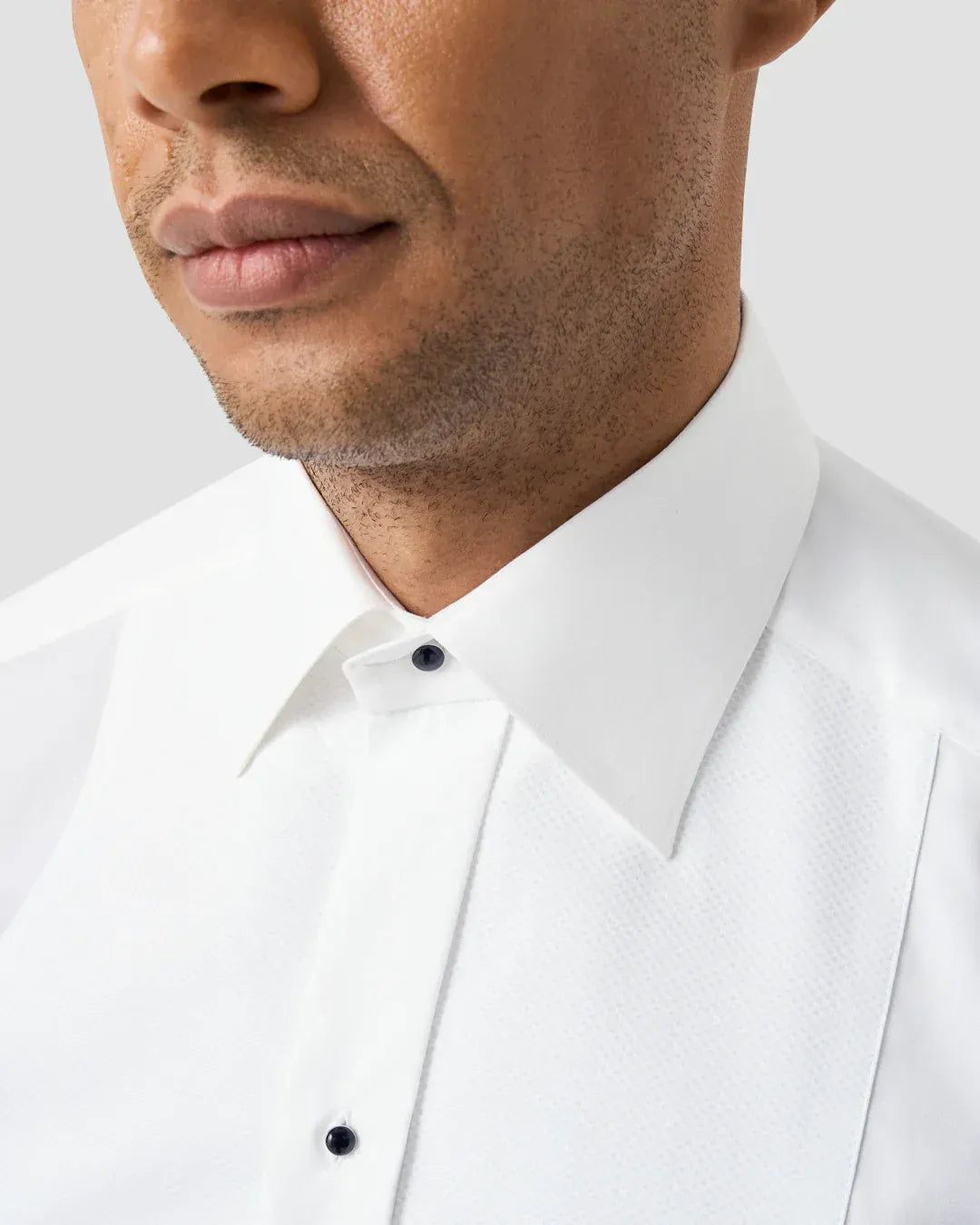 ETON Dress Shirts Slim White Piqué Tuxedo Shirt