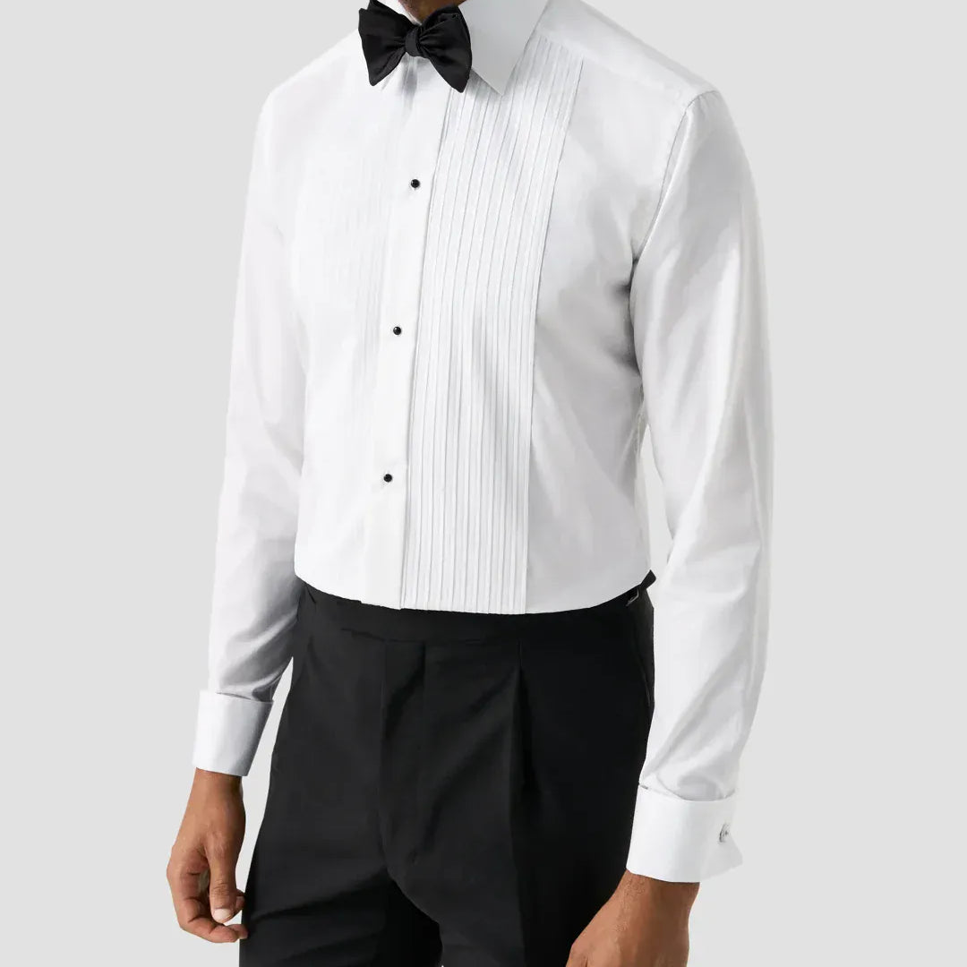 ETON Dress Shirts Slim White Plissé Tuxedo Shirt