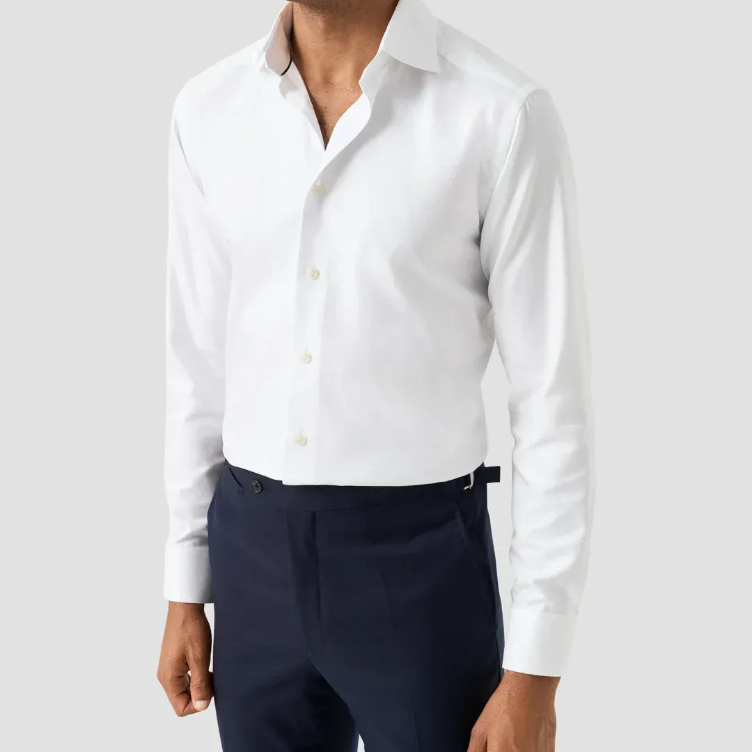ETON Dress Shirts Slim White Textured Twill Shirt