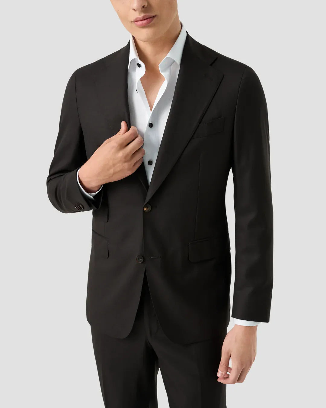 ETON Dress Shirts Solid Brown Buttons Signature Twill Shirt
