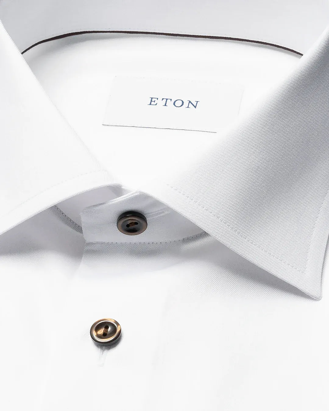 ETON Dress Shirts Solid Brown Buttons Signature Twill Shirt