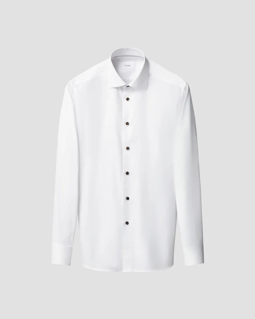 ETON Dress Shirts Solid Brown Buttons Signature Twill Shirt