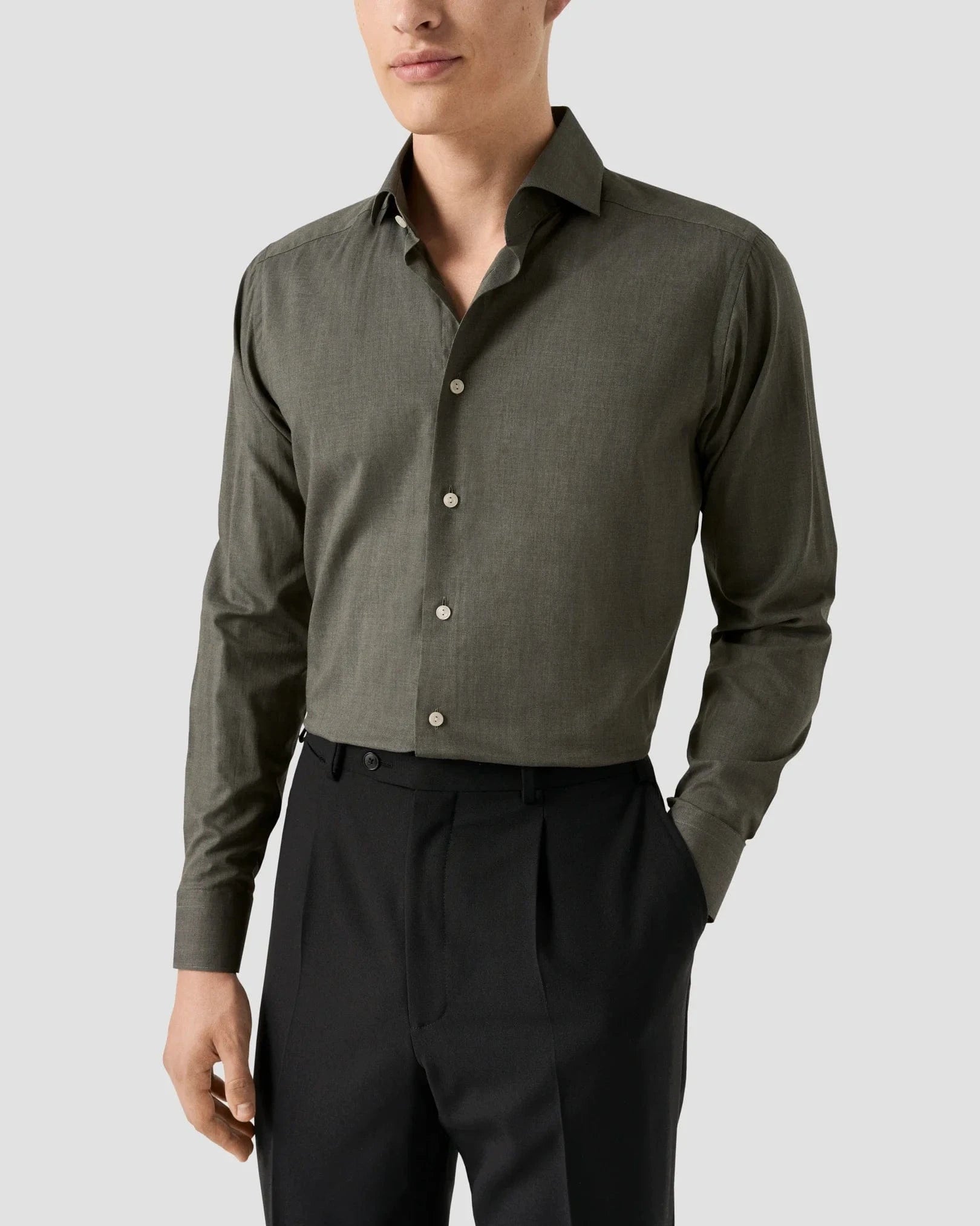 ETON Dress Shirts Solid Signature Flannel Shirt