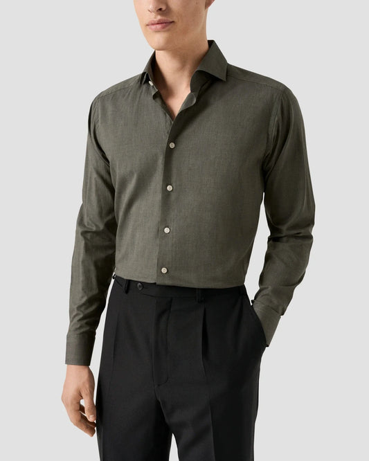 ETON Dress Shirts Solid Signature Flannel Shirt