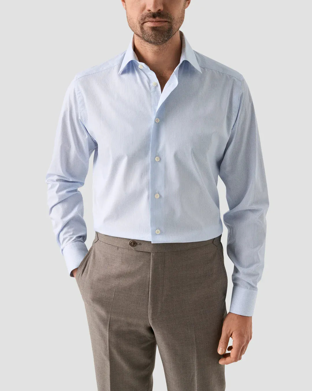 ETON Dress Shirts Striped Fine Twill Shirt in Blue