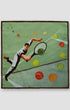 ETON Pocket Square 65 / NONE Green Tennis Player & Ball Print Pocket Square