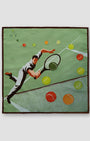 ETON Pocket Square 65 / NONE Green Tennis Player & Ball Print Pocket Square