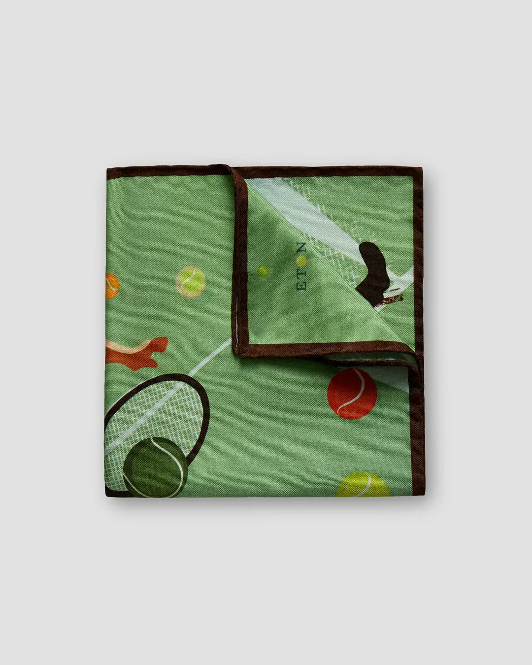 ETON Pocket Square 65 / NONE Green Tennis Player & Ball Print Pocket Square