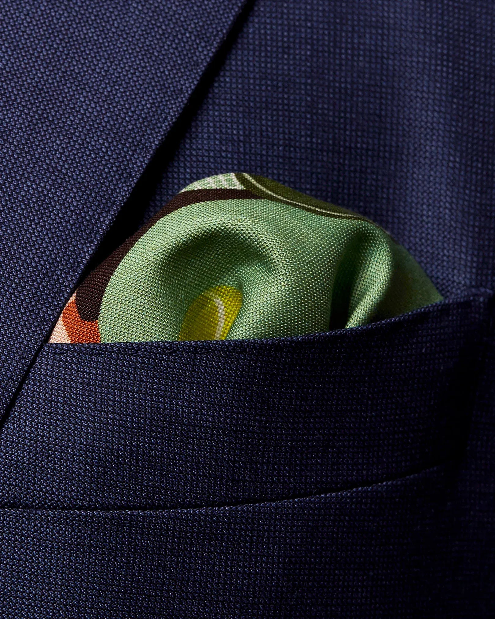 ETON Pocket Square 65 / NONE Green Tennis Player & Ball Print Pocket Square