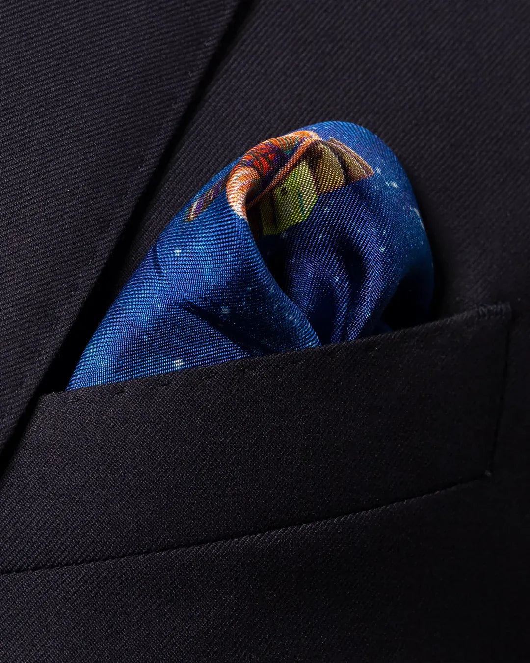 ETON Pocket Square 69 / NONE Blue Retro-Future Pocket Square