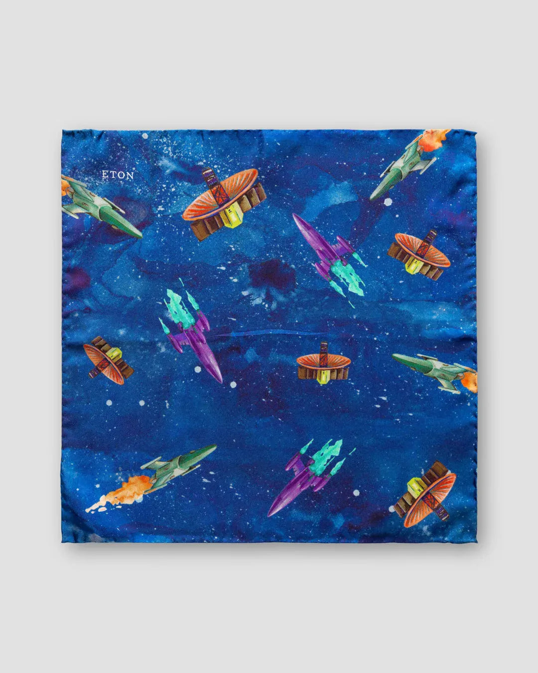 ETON Pocket Square 69 / NONE Blue Retro-Future Pocket Square