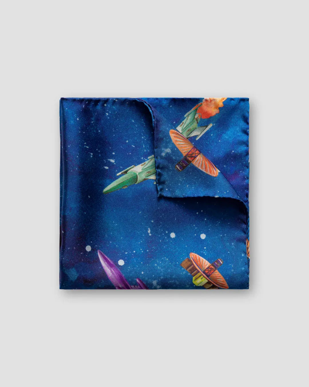 ETON Pocket Square 69 / NONE Blue Retro-Future Pocket Square