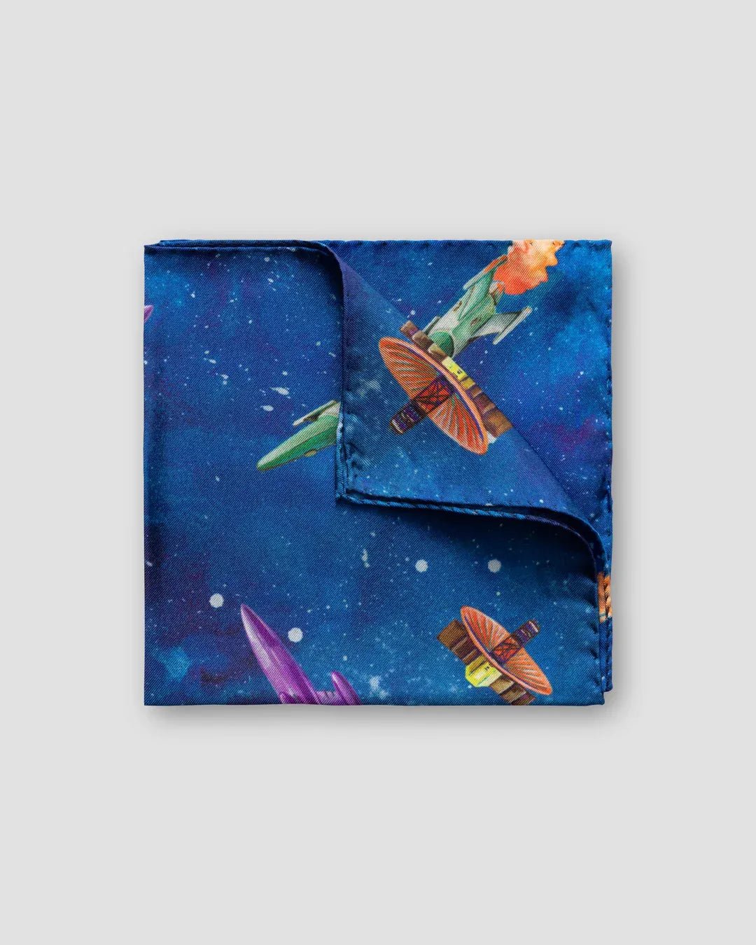 ETON Pocket Square 69 / NONE Blue Retro-Future Pocket Square
