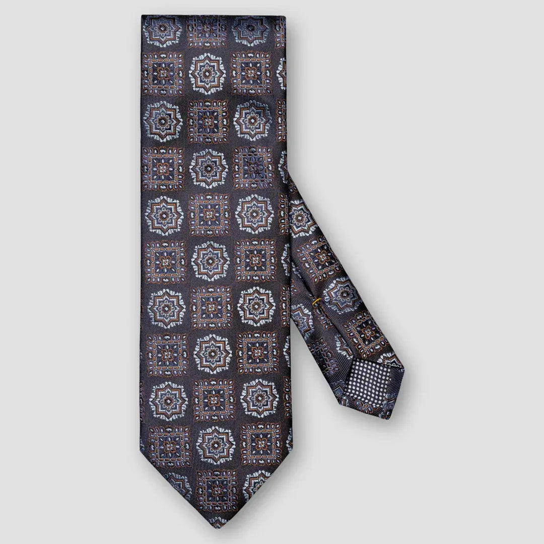 ETON Ties 27 Dark Blue Medallion Woven Silk Tie